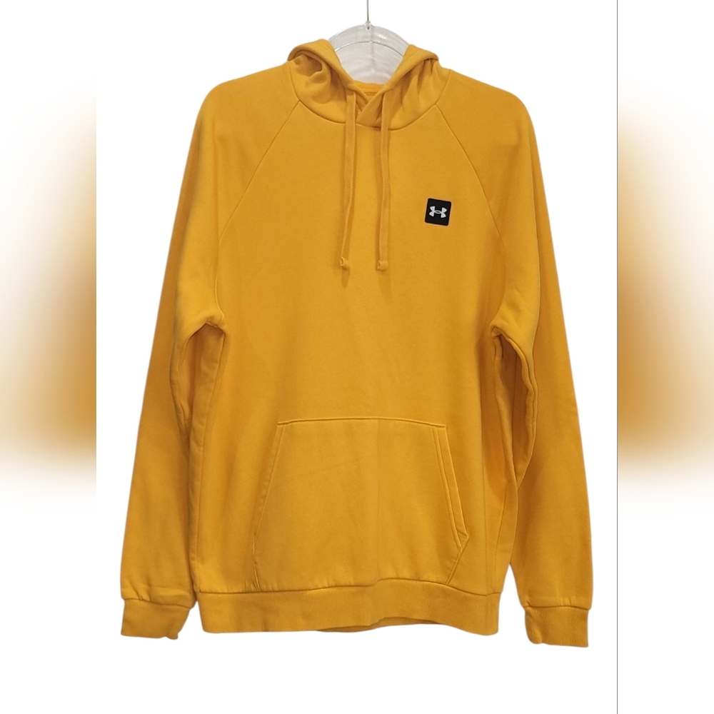 Large UNDER ARMOUR Bright Yellow Hooded Sweatshirt - Picture 4 of 7